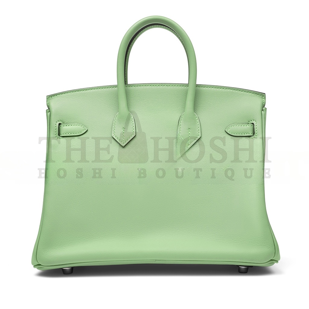 H**me5 BIRKIN 25 SWIFT LEATHER AVOCADO GREEN SILVER BUCKLE BAG H049362CK05 (25*20*13cm) Master Quality